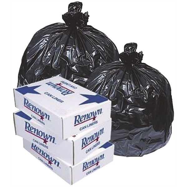 60 Gal. 1.2 mil 38 in. x 58 in. Black Can Liner, 100PK
